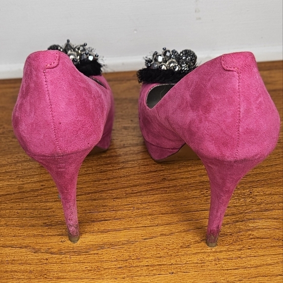 BCBG Generation Scottie Fuchsia Platform Suede Pink Heels SZ 7 - Picture 3 of 5